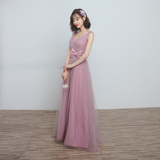 Vestido Largo para Damas de Honor en Cameo Brown - Malla y Satén Cómodo - Image 35