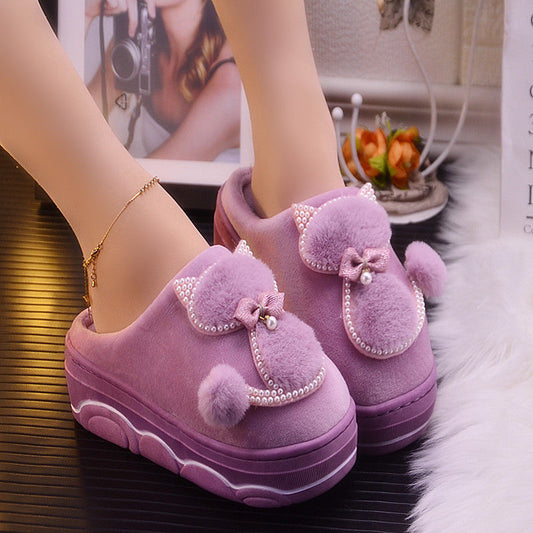 Pantuflas de Tacón Alto en Algodón para Mujer