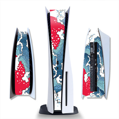 Brushed silver metal texture skin for PlayStation 5 Digital Edition console, shown from front and side views. - Image 14