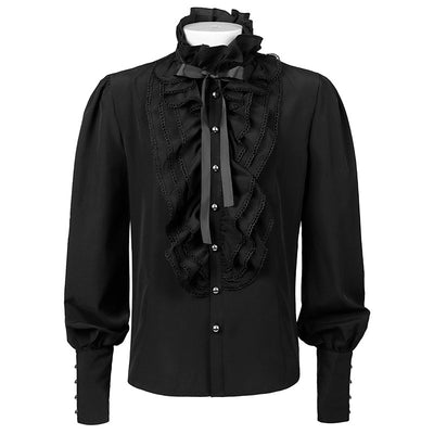 Camisa Plisada Steampunk Victoriana para Hombre con Capas - Image 13