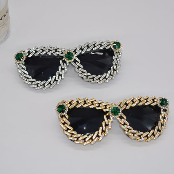 Gafas Cat Eye con Detalles de Diamantes - Estilo Urbano para Mujeres