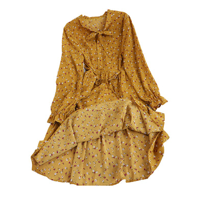 Vestido Midi Estilo Colegiala con Cuello Anudado y Estampado Floral Primavera - Image 6