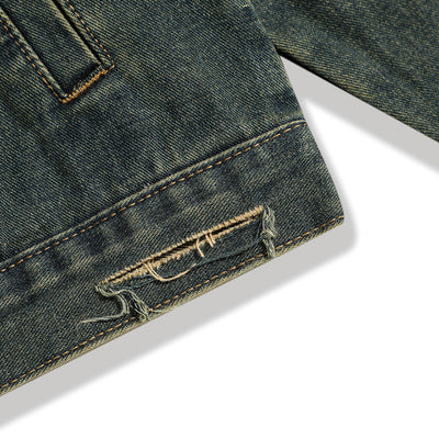 Chaqueta Denim con Cuello Alto y Detalles Rotos - Image 5