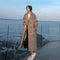 Chaqueta Impermeable Cuadrillé Larga Doble Botonadura Corte Holgado