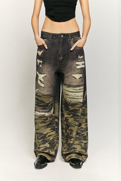 Pantalones Jeans Rectos Holgados con Estampado Digital Barba de Gato - Image 11