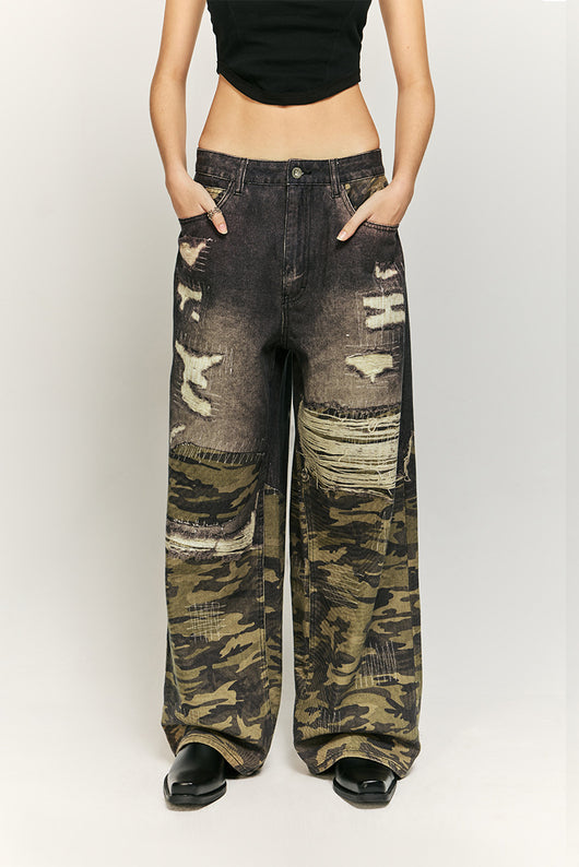 Pantalones Jeans Rectos Holgados con Estampado Digital Barba de Gato - Image 11