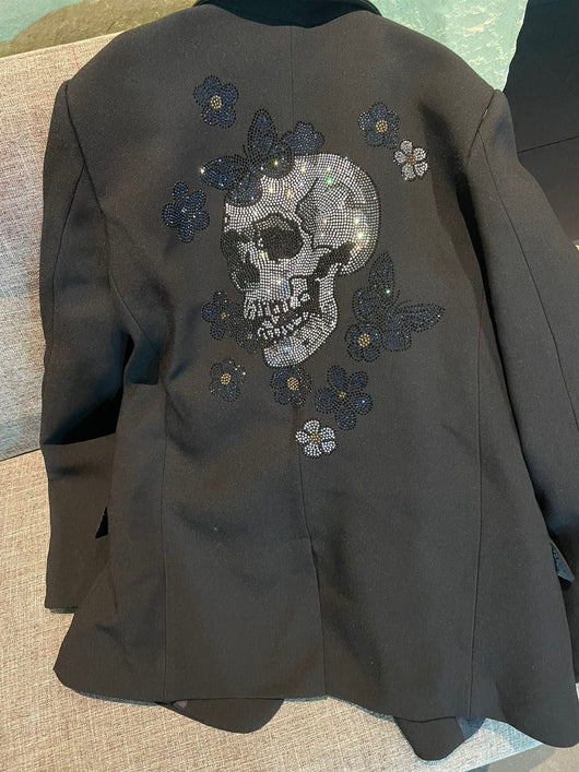 Chaqueta Motociclista Calavera Mariposa con Cristales Brillantes - Image 12