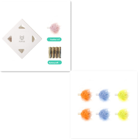 White FOFOS Intelligent Magic Box cat toy with square shape and four triangular cut-out openings. - Image 6