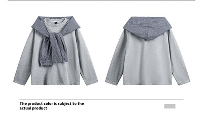 Sudadera Cuadriculada con Capucha Falsa Dos Piezas - Manga Larga Casual - Image 9