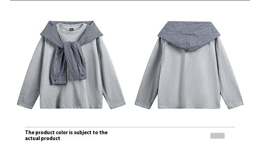 Sudadera Cuadriculada con Capucha Falsa Dos Piezas - Manga Larga Casual - Image 9