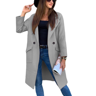 Abrigo de Lana con Cuello de Traje y Bolsillos Botón para Otoño e Invierno - Image 6