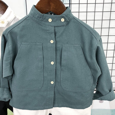 Camisa Infantil de Color Liso Estilo Coreano para Niños - Image 5