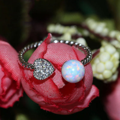 Anillo de Ópalo Blanco con Cuentas de 6mm - Diseño Colorido - Image 5