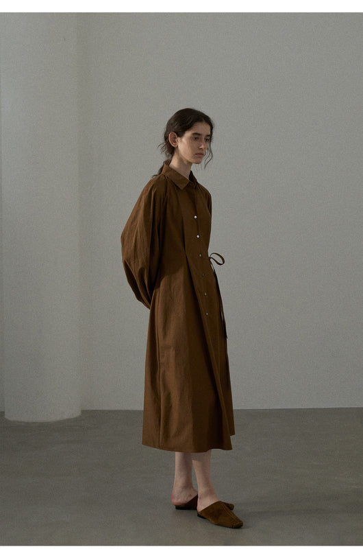 Vestido Camisero de Algodón con Mangas Curvas y Cintura Ajustada - Image 30