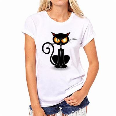 Camiseta Negra Estampado Patitas de Gato - Diseño Europeo Manga Corta - Image 9