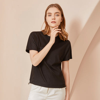 Blusa Fresca de Algodón y Seda de Gusano para Mujer - Manga Corta Verano - Image 7