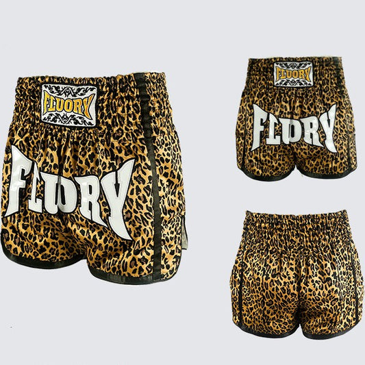 Pantalones Muay Thai Estampado Leopardo para Entrenamiento Hombre y Mujer