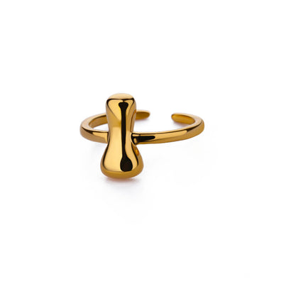 Anillo de Letras Bubble Dorado en Oro 18K Chapado - Image 14