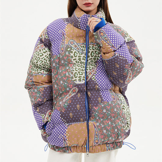 Chaqueta Térmica de Algodón Grueso con Estampado Floral de Anacardo