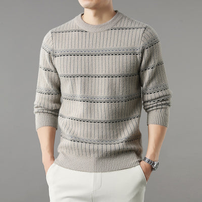 Suéter Grueso de Cuello Redondo para Hombre con Forro Polar y Textura de Visón Sintético