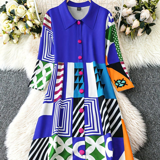 Vestido Camisero Bohemio con Pliegues para Mujer - Image 6