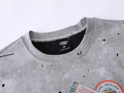 Camiseta Estilo Americano con Estampado Desgastado para Hombre - Image 5