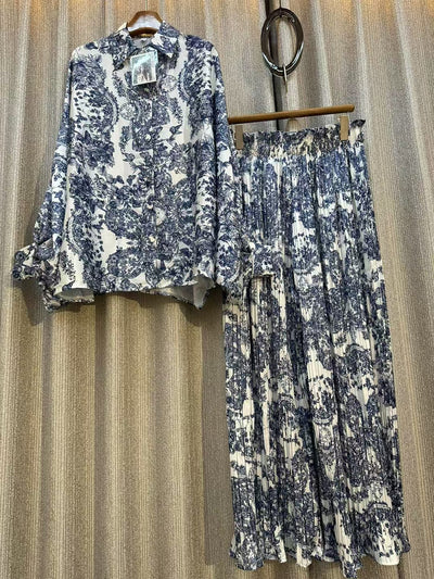 Conjunto de Dos Piezas: Blusa Estampada Personalizada + Pantalón Ancho de Cintura Alta - Image 49