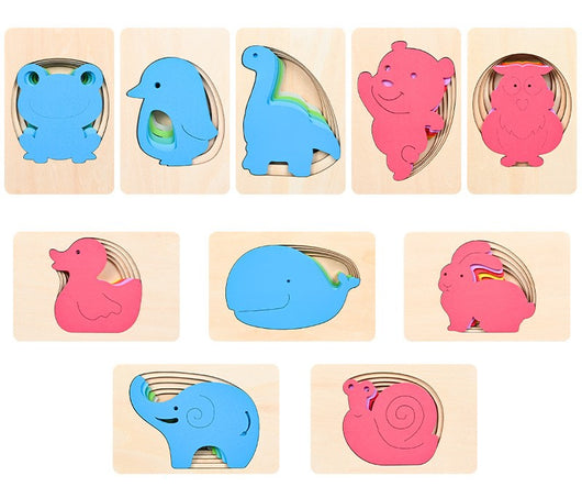Puzzle 3D de Animales en Madera con Degradado Multicapa - Image 9