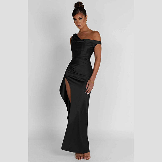 Vestido de Satén con Abertura Lateral para Mujer - Image 7