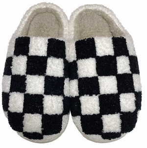 Pantuflas Cálidas Cuadros Negro Verde Antideslizantes Algodón - Image 6