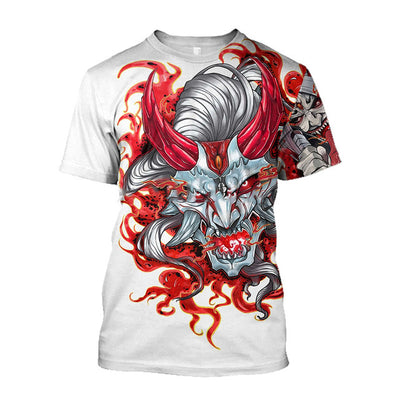 Camiseta Hombre Samurái 3D Cuello Redondo Diseño Impreso Suelta