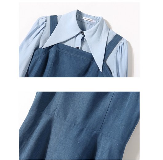 Conjunto Preppy Falda con Tirantes y Blusa Manga Larga - Image 5