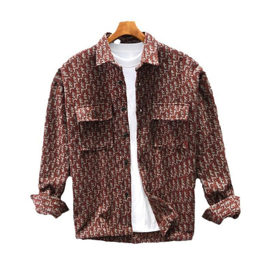 Abrigo Camisero de Lana Cuadros Houndstooth Hombros Caídos para Hombre - Image 5
