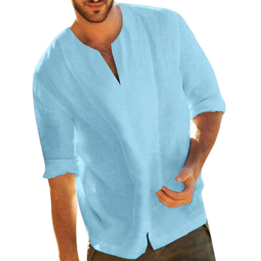 Playera de Algodón y Lino en Colores Lisos - Image 10