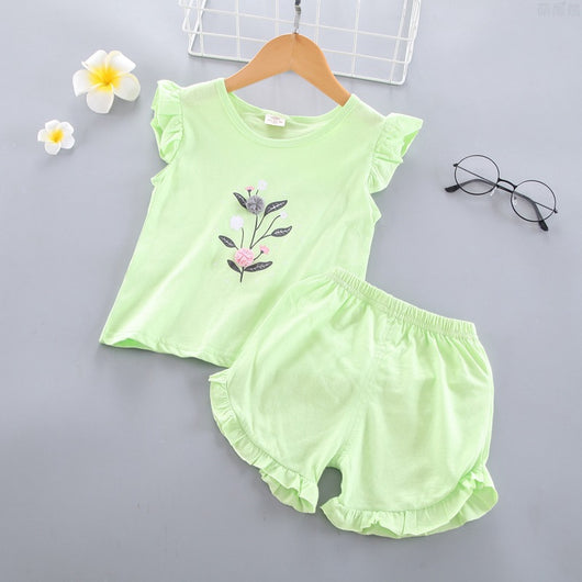 Conjunto Infantil Niña Verano: Blusa de Encaje sin Mangas + Shorts Lisos - Image 10