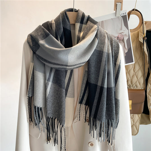 Bufanda Escocesa Coreana Unisex - Abrigo Cálido para Otoño e Invierno - Image 11