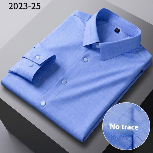 Camisa Manga Larga Rayada de Fibra de Bambú Premium sin Costuras para Hombre - Image 11