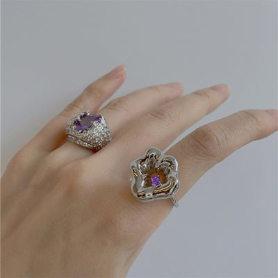 Anillo de Plata Esterlina con Cristal Flor de Mañana y Diamante para Mujer - Image 3
