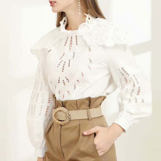 Camisa con Cuello de Pie y Detalles Recortados - Image 9