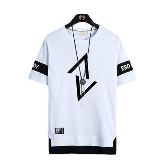 Playera Estampada de Dos Capas para Hombre - Cuello Redondo Casual de Verano - Image 2