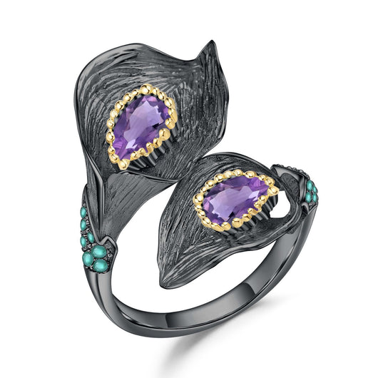 Conjunto de Joyería Amatista en Forma de Flor - Plata 925 Plateada - Image 9