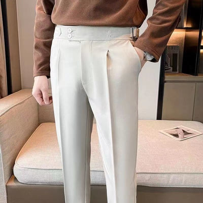 Pantalones Slim Fit Hombre Color Sólido Corte Recto - Image 8