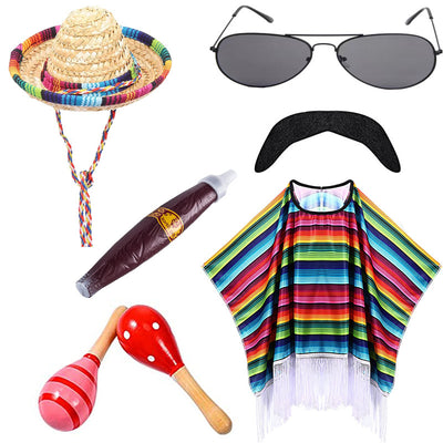 Capa Mexicana Disfraz Halloween - Poncho Fiesta Adulto e Infantil con Accesorios - Image 33