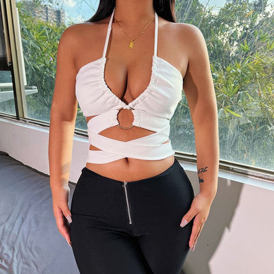Camiseta Halter Anudada Corta para Verano - Image 10