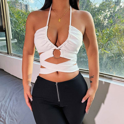 Camiseta Halter Anudada Corta para Verano - Image 10