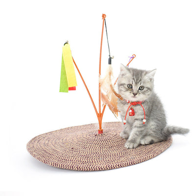 Juguete Interactivo para Gatos con Cuerda de Algodón y Plumas