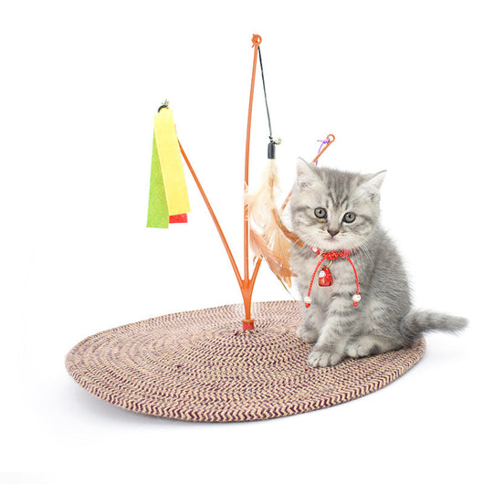 Juguete Interactivo para Gatos con Cuerda de Algodón y Plumas