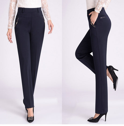 Pantalones Rectos Elásticos de Cintura Alta para Tallas Grandes - Image 10