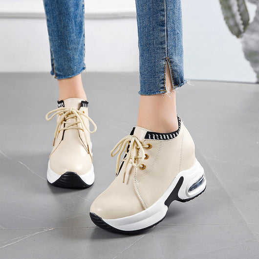 Tenis Deportivos para Mujer con Suela Gruesa y Cuero Fino Elevador - Image 5