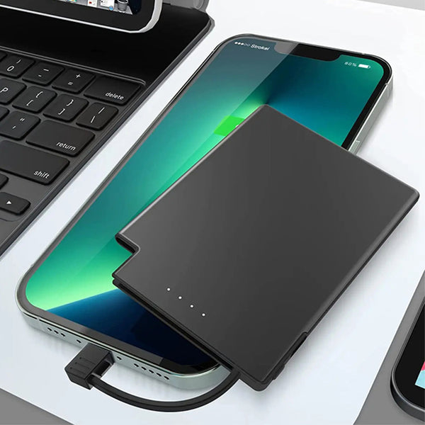 Batería Portátil Ultra Delgada con Cable Integrado